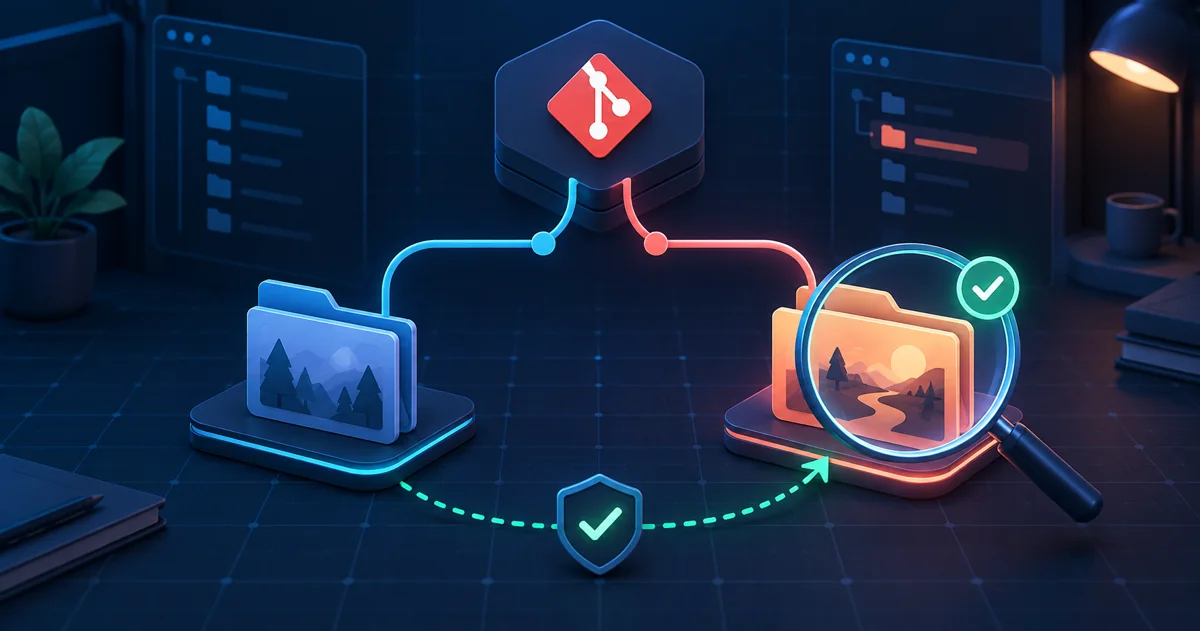 한 Git 저장소의 브랜치가 이미 연결된 worktree 폴더를 돋보기로 찾는 개념도