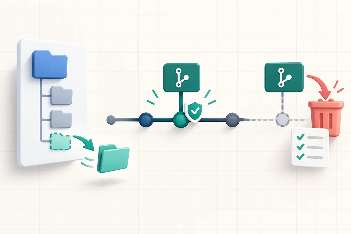 linked worktree 폴더를 제거한 뒤 브랜치를 보존하고 확인 후 별도로 삭제하는 개념도